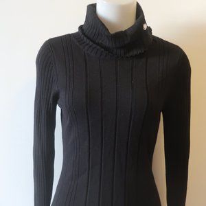 Womens Sogi Black Ribbed Turtleneck Sweater M *